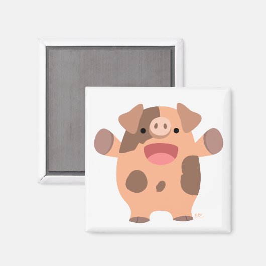 Vriendelijke Cartoon Varkensmagneet Magneet (Voorkant / Achterkant)