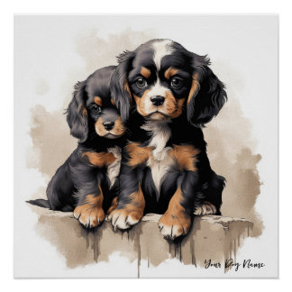 Vriendelijke Cavalier Koning Charles Spaniel Puppy Perfect Poster