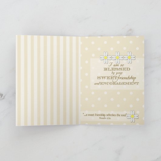 Vriendelijke Daisy Blessings - "Sweet Friend" Kaart (Binnen)