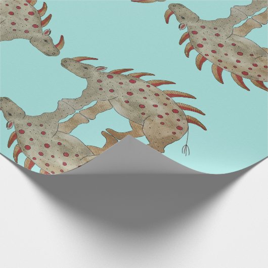 Vriendelijke dinosaurus cadeaupapier (Hoek)