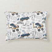 Vriendelijke Dinosaurussen in Auto's Patroon Accent Kussen (Voorkant)
