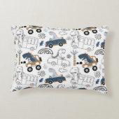 Vriendelijke Dinosaurussen in Auto's Patroon Accent Kussen (Achterkant)