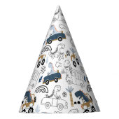 Vriendelijke Dinosaurussen In Auto'S Patroon Verja Feesthoedjes (Voorkant)