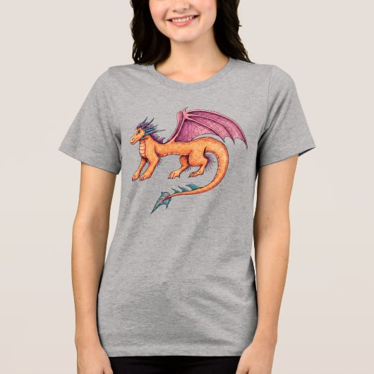 Vriendelijke Draak Tri-Blend Shirt (Voorkant)