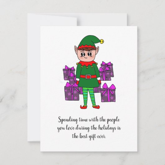 Vriendelijke Elf Kerstkaart (Voorkant)