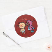 Vriendelijke eskimo neus kussen Kinder Ronde Sticker (Envelop)