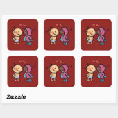 Vriendelijke eskimo neus kussen Kinder Vierkante Sticker (Vel)