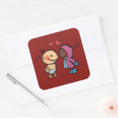 Vriendelijke eskimo neus kussen Kinder Vierkante Sticker (Envelop)