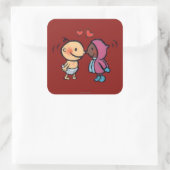 Vriendelijke eskimo neus kussen Kinder Vierkante Sticker (Tas)