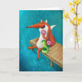 Vriendelijke fox- en kippeneetlustjes kaart (Gele Bloem)