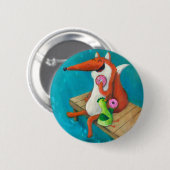 Vriendelijke fox- en kippeneetlustjes ronde button 5,7 cm (Voorkant /achterkant)