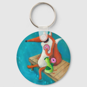 Vriendelijke fox- en kippeneetlustjes sleutelhanger
