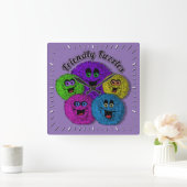 Vriendelijke Fuzles Cute Creater Square Wall Clock Vierkante Klok (Huis)