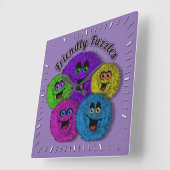 Vriendelijke Fuzles Cute Creater Square Wall Clock Vierkante Klok (Hoek)