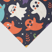 Vriendelijke Geesten en Pompoenen Halloween Patroo Tissuepapier (Detail)