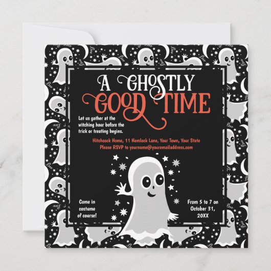 Vriendelijke Geesten Halloween Party of Haunted Ho Kaart (Voorkant)