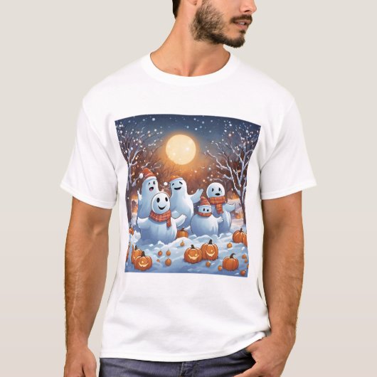 Vriendelijke geesten maken sneeuw engelen t-shirt (Voorkant)