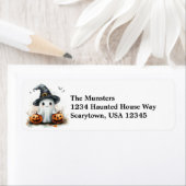 Vriendelijke Ghost Black Witch's Pet & Bats Hallow Etiket (Insitu)