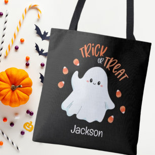 Vriendelijke Ghost Halloween Trick or treat Canvas Tote Bag