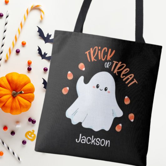 Vriendelijke Ghost Halloween Trick or treat Canvas Tote Bag