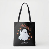 Vriendelijke Ghost Halloween Trick or treat Canvas Tote Bag (Voorkant)