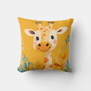 Vriendelijke Giraffe Kinderen Illustratie Safari T Kussen