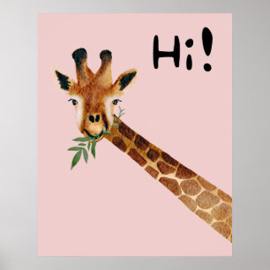 Vriendelijke giraffe zeggen Hallo Poster