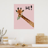 Vriendelijke giraffe zegt Hallo Poster (Keuken)