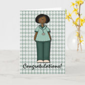 Vriendelijke glimlachende verpleegster gefelicitee kaart (Gele Bloem)