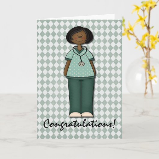 Vriendelijke glimlachende verpleegster gefelicitee kaart (Gele Bloem)