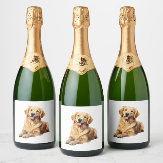 Vriendelijke Golden Retriever Smile - Trouwe Hond  Sparkling Wijnetiket (Flessen)