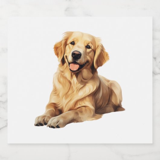 Vriendelijke Golden Retriever Smile - Trouwe Hond Sparkling Wijnetiket (Enkel label)