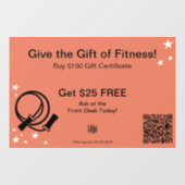 Vriendelijke Gym Kerstcadeau Certificaat Promotie Raamsticker (Vel)