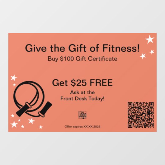 Vriendelijke Gym Kerstcadeau Certificaat Promotie Raamsticker (Vel)