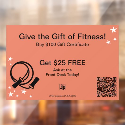 Vriendelijke Gym Kerstcadeau Certificaat Promotie Raamsticker (Vel 2)