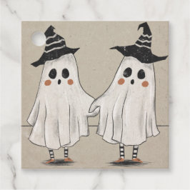 Vriendelijke Halloween Ghost Twins Bedankjes Labels
