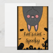 Vriendelijke Halloween Vleermuis Feestdagenkaart (Voorkant / Achterkant)