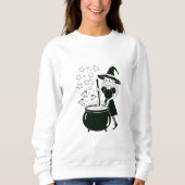 Vriendelijke heks die toverketel roert trui (Voorkant)