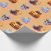 Vriendelijke Iconen Grid Halloween Black Fun Holid Cadeaupapier (Hoek)