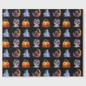 Vriendelijke Iconen Grid Halloween Black Fun Holid Cadeaupapier (Vlak)