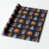 Vriendelijke Iconen Grid Halloween Black Fun Holid Cadeaupapier (Uitgerold)