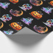 Vriendelijke Iconen Grid Halloween Black Fun Holid Cadeaupapier (Hoek)