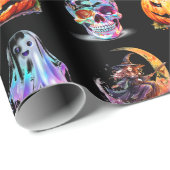 Vriendelijke Iconen Grid Halloween Black Fun Holid Cadeaupapier (Rol Hoek)