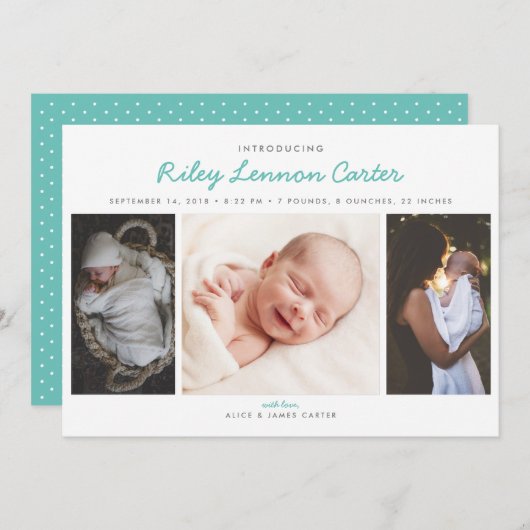 Vriendelijke introductie foto geboorteaankondiging aankondiging (Voorkant / Achterkant)