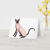 Vriendelijke jonge Siamese Cat Kaart (Gele Bloem)
