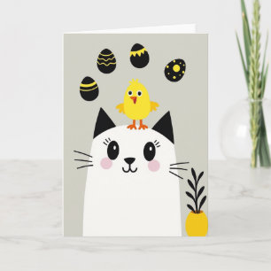 Vriendelijke Katten Gelukkige Vogel Kaart