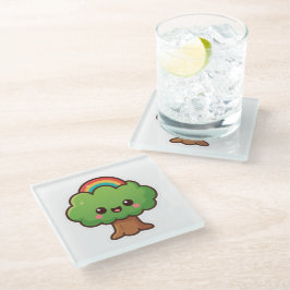 Vriendelijke Kawaii Tree Glazen Onderzetter