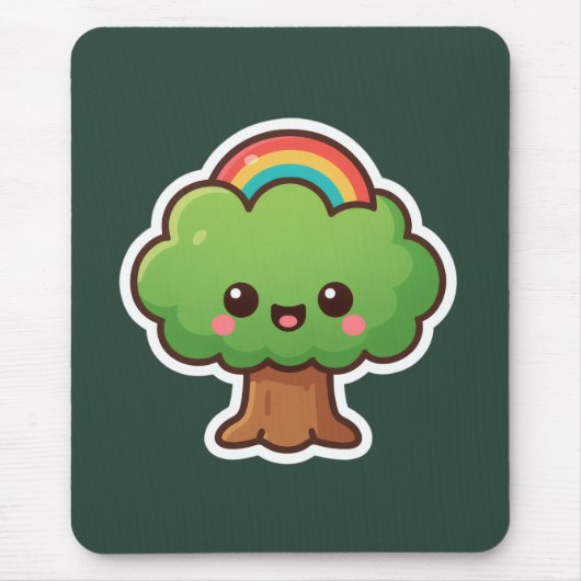 Vriendelijke Kawaii Tree Muismat (Voorkant)