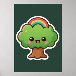 Vriendelijke Kawaii Tree Poster