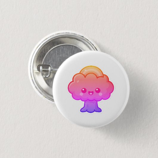 Vriendelijke Kawaii Tree Ronde Button 3,2 Cm (Voorkant /achterkant)